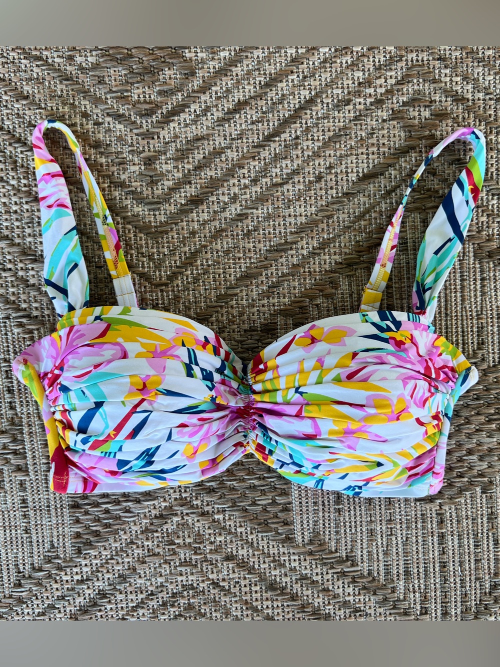 Bleu Rod Beattie Multicolor Tropical Print Bandeau Bikini Top
